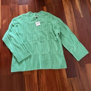 NWT American Eagle AE Green Soft Cable Knit Sweater Chunky St. Patrick Size L